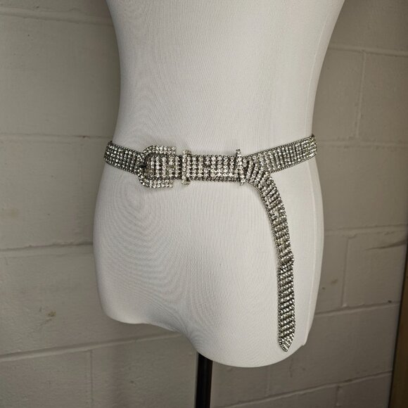 Motoboho McBling Western Style Rhinestone Encrusted Silver Metal Belt main image 4